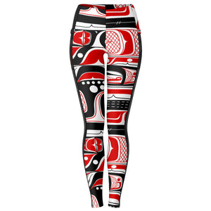 Red, Black and White Mesh Pocket leggings