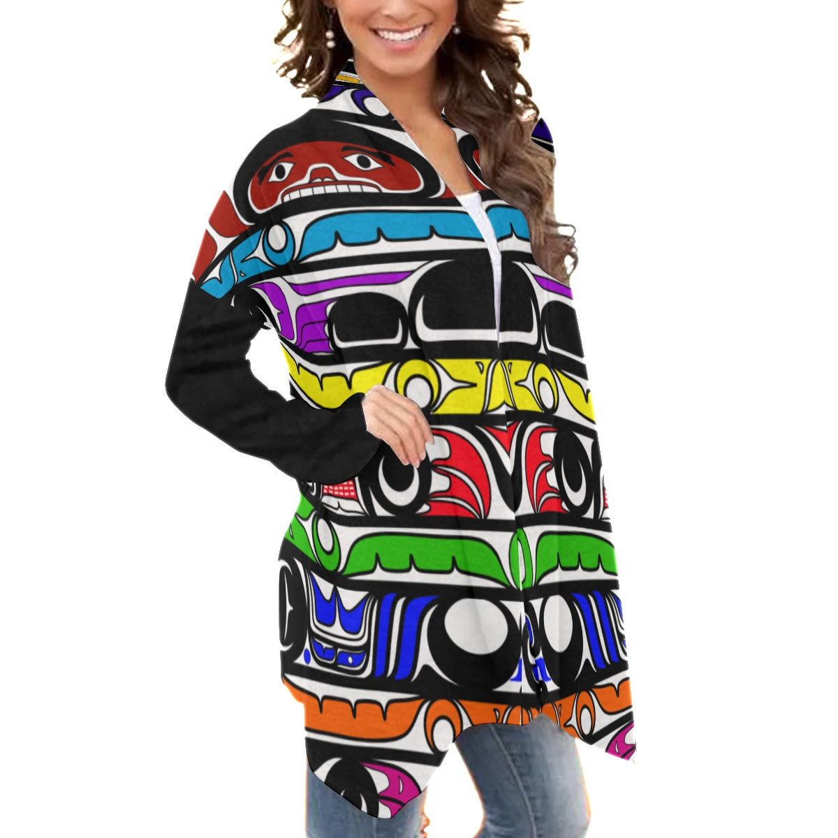 All-Over Print Women's Cardigan With Long Sleeve