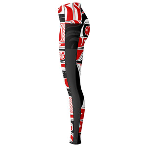 Red, Black and White Mesh Pocket leggings